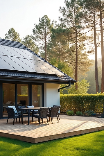 Maison équipée de panneaux solaires, performance énergétique et DPE